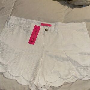 Lilly Pulitzer High Waist White Scalloped Shorts